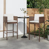 Braune Barhocker Djoka (2 Stück mit Sitzkissen Polyrattan)