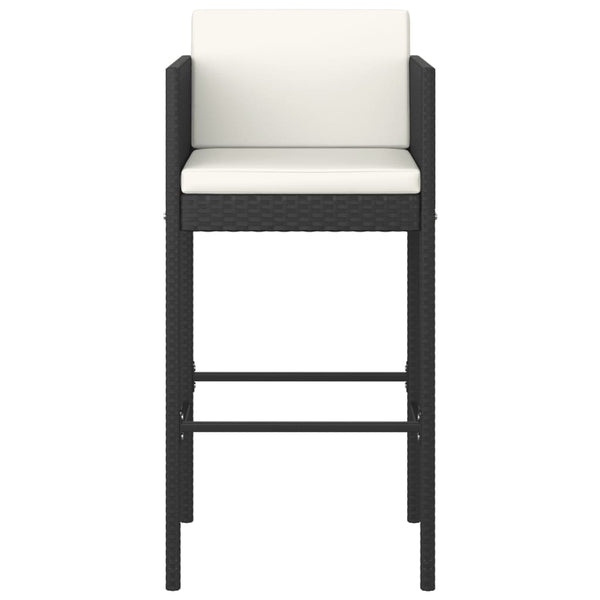 Schwarze Barhocker Djoka (2 Stück mit Sitzkissen Polyrattan)