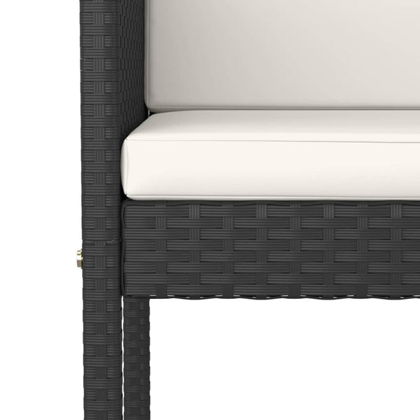 Schwarze Barhocker Djoka (2 Stück mit Sitzkissen Polyrattan)