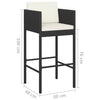 Schwarze Barhocker Djoka (2 Stück mit Sitzkissen Polyrattan)