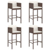 Braune Barhocker Djoka (4 St. mit Sitzkissen Polyrattan)