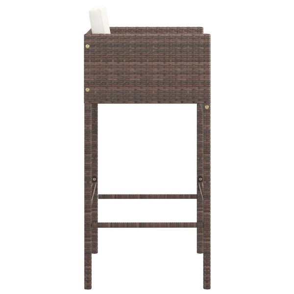 Braune Barhocker Djoka (4 St. mit Sitzkissen Polyrattan)