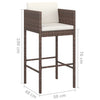 Braune Barhocker Djoka (4 St. mit Sitzkissen Polyrattan)