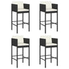 4 schwarze Barhocker Djoka (mit Sitzkissen Polyrattan)