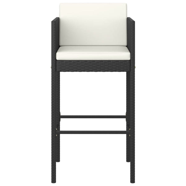 4 schwarze Barhocker Djoka (mit Sitzkissen Polyrattan)