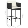 4 schwarze Barhocker Djoka (mit Sitzkissen Polyrattan)