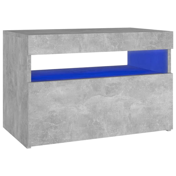 Betongrauer Nachttisch mit LED-Beleuchtung Moncilo 60x35x40cm