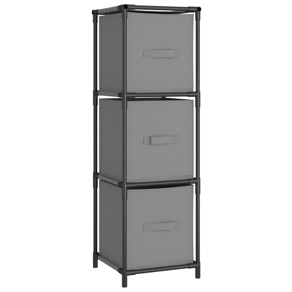 Grauer Lagerschrank Ginoveva 34x34x101cm (mit 3 Stoffkörben, Stahl)