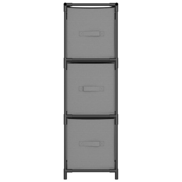 Grauer Lagerschrank Ginoveva 34x34x101cm (mit 3 Stoffkörben, Stahl)