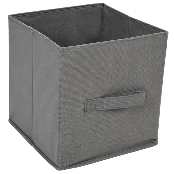 Grauer Lagerschrank Ginoveva 34x34x101cm (mit 3 Stoffkörben, Stahl)