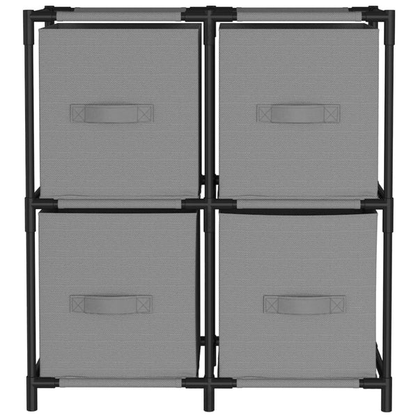 Grauer Lagerschrank Bedreag 63x30x71cm (mit 4 Stoffkörben, Stahl)