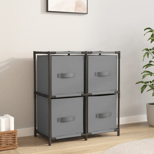 Grauer Lagerschrank Bedreag 63x30x71cm (mit 4 Stoffkörben, Stahl)