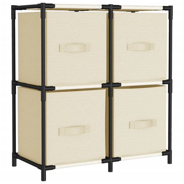 Cremefarbener Lagerschrank Bedreag 63x30x71cm (mit 4 Stoffkörben, Stahl)