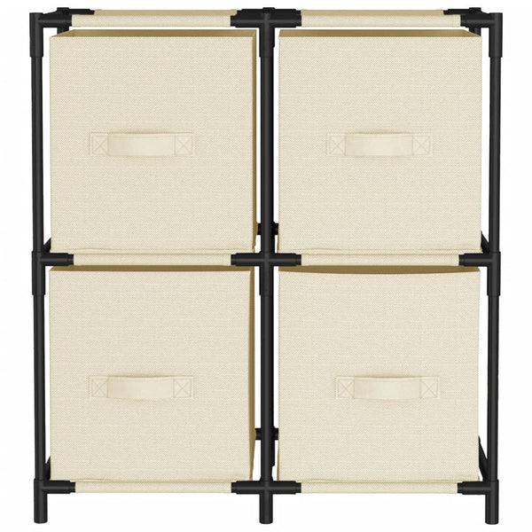 Cremefarbener Lagerschrank Bedreag 63x30x71cm (mit 4 Stoffkörben, Stahl)