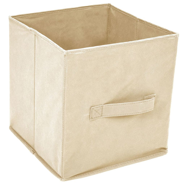 Cremefarbener Lagerschrank Bedreag 63x30x71cm (mit 4 Stoffkörben, Stahl)