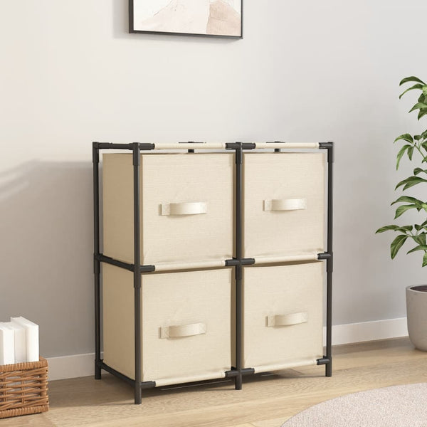 Cremefarbener Lagerschrank Bedreag 63x30x71cm (mit 4 Stoffkörben, Stahl)