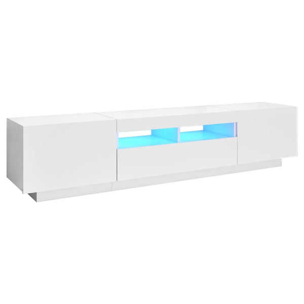 Valkoinen tv-taso led-valoilla Vernil 180x35x40cm