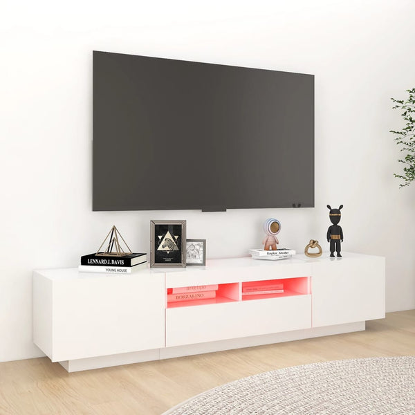 Valkoinen tv-taso led-valoilla Vernil 180x35x40cm