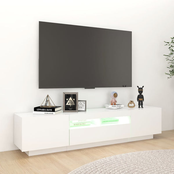 Valkoinen tv-taso led-valoilla Vernil 180x35x40cm