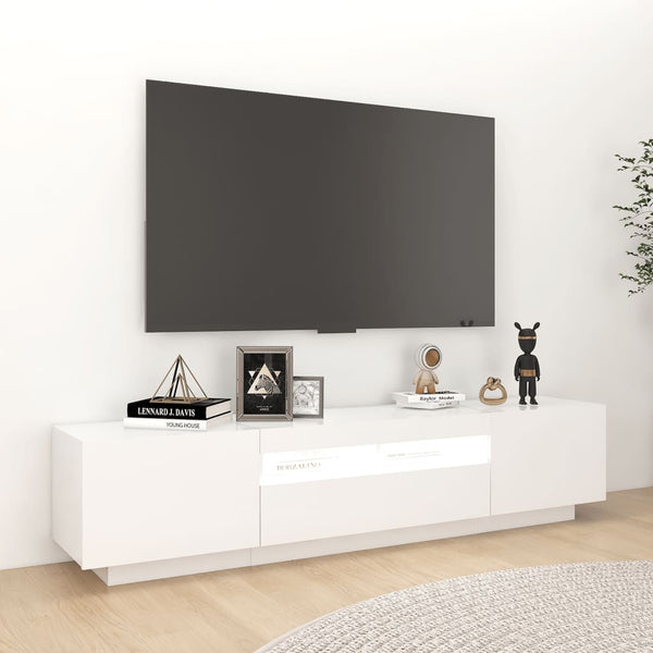 Valkoinen tv-taso led-valoilla Vernil 180x35x40cm