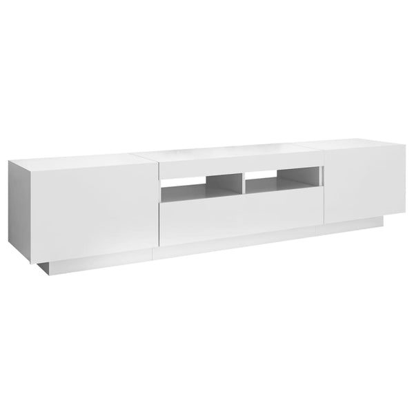 Valkoinen tv-taso led-valoilla Vernil 180x35x40cm