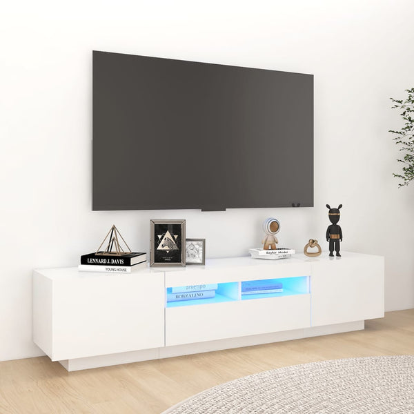Valkoinen tv-taso led-valoilla Vernil 180x35x40cm