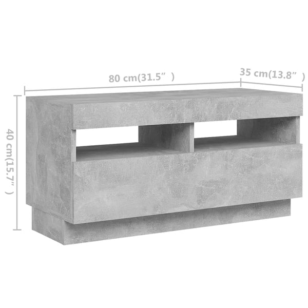 TV-Unterschrank Betonoptik mit LED-Beleuchtung Vernil 180x35x40cm