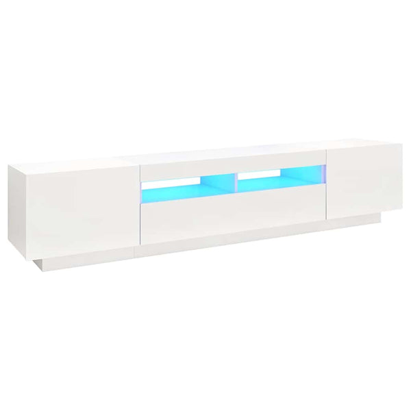 Valkoinen tv-taso led-valoilla Cipria 200x35x40cm
