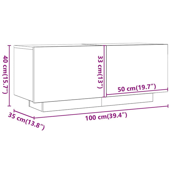 Valkoinen tv-taso led-valoilla Cipria 200x35x40cm