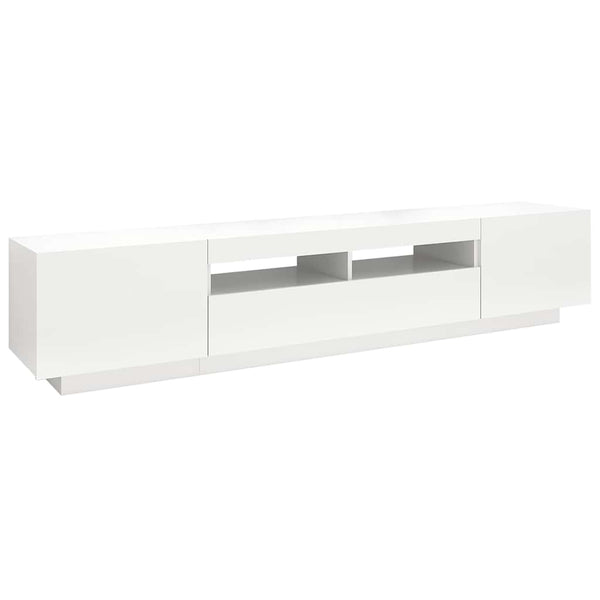 Valkoinen tv-taso led-valoilla Cipria 200x35x40cm