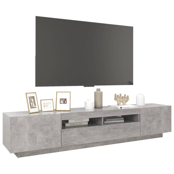 TV-Unterschrank Betonoptik mit LED-Beleuchtung Cipria 200x35x40cm