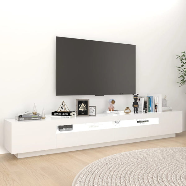 Weißer TV-Ständer mit LED-Beleuchtung Tanvuia 260x35x40cm