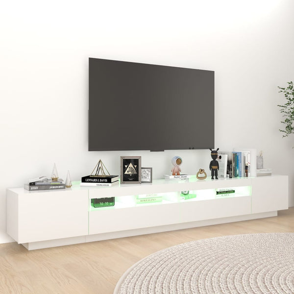 Weißer TV-Ständer mit LED-Beleuchtung Tanvuia 260x35x40cm