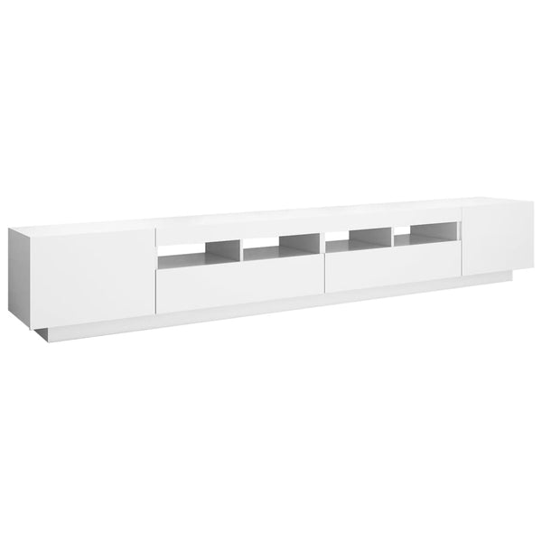 Weißer TV-Ständer mit LED-Beleuchtung Tanvuia 260x35x40cm