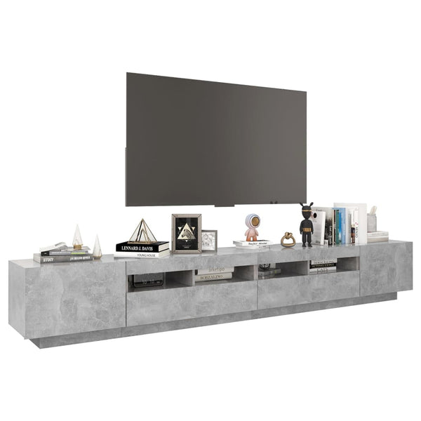 TV-Lowboard aus Beton-Grau mit LED-Beleuchtung Tanvuia 260x35x40cm