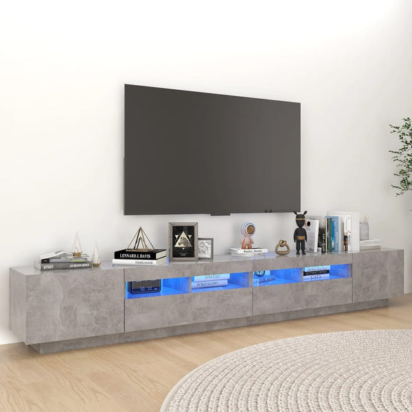 TV-Lowboard aus Beton-Grau mit LED-Beleuchtung Tanvuia 260x35x40cm