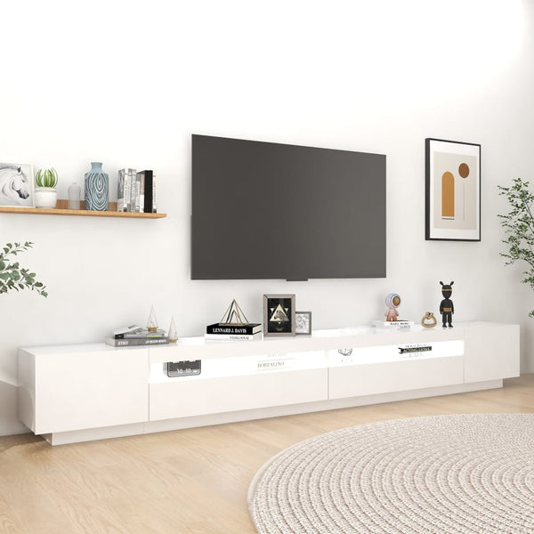 Valkoinen tv-taso led-valoilla Zaniyah 300x35x40cm