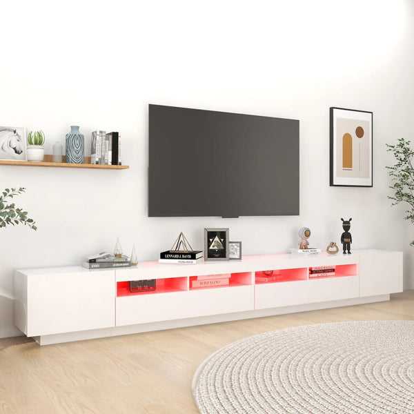 Valkoinen tv-taso led-valoilla Zaniyah 300x35x40cm