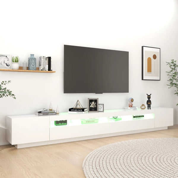 Valkoinen tv-taso led-valoilla Zaniyah 300x35x40cm