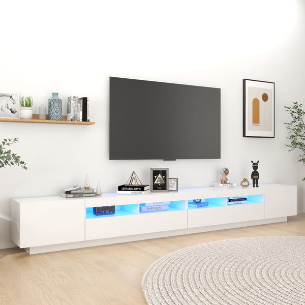 Valkoinen tv-taso led-valoilla Zaniyah 300x35x40cm