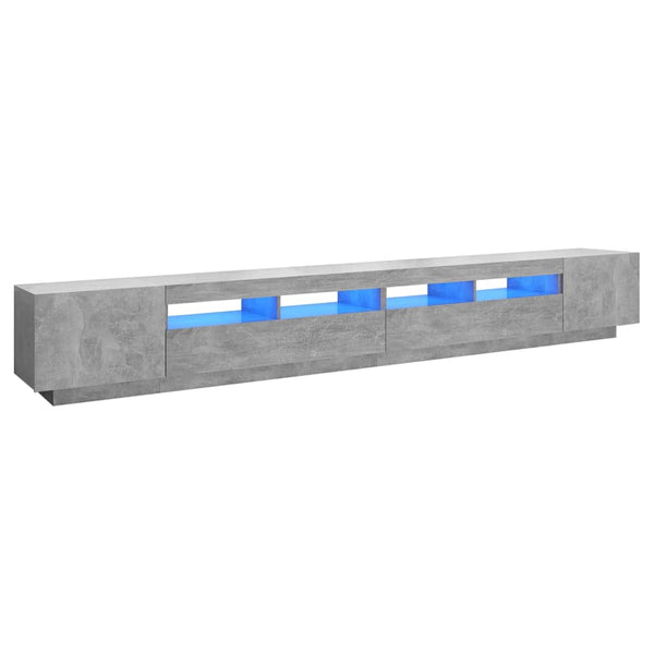 Betongraues TV-Board Zaniyah mit LED-Beleuchtung 300x35x40cm