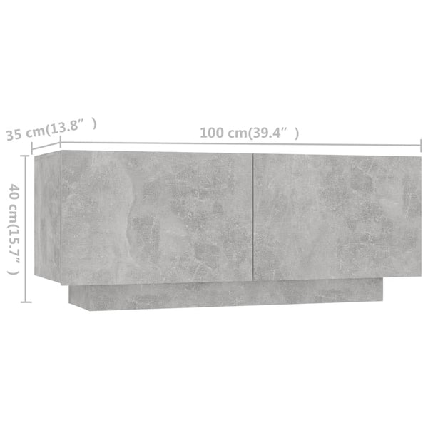 Betongraues TV-Board Zaniyah mit LED-Beleuchtung 300x35x40cm