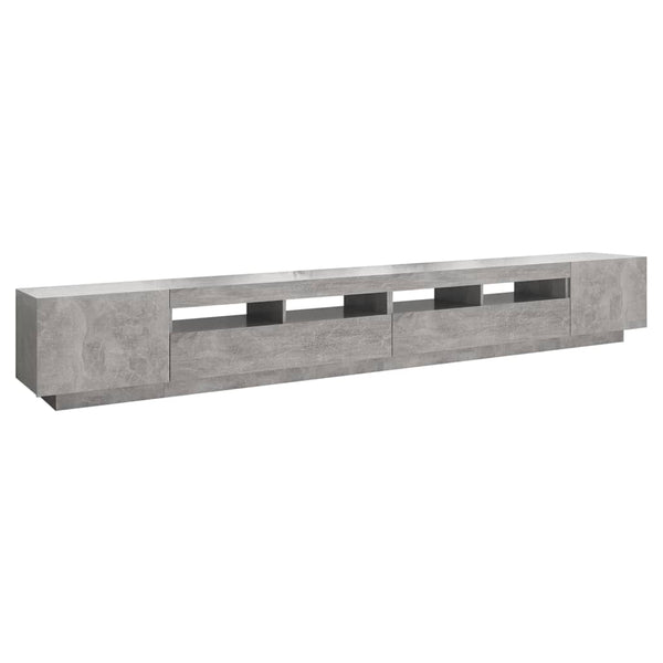 Betongraues TV-Board Zaniyah mit LED-Beleuchtung 300x35x40cm