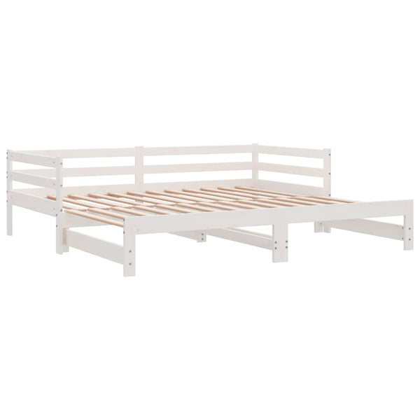 Weißes Tagesbett Ausziehbett Virgi 90x200cm (Kiefer 2x)