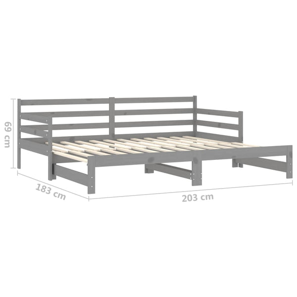 Graues ausziehbares Tagesbett Badilica 90x200cm (Kiefer 2x)