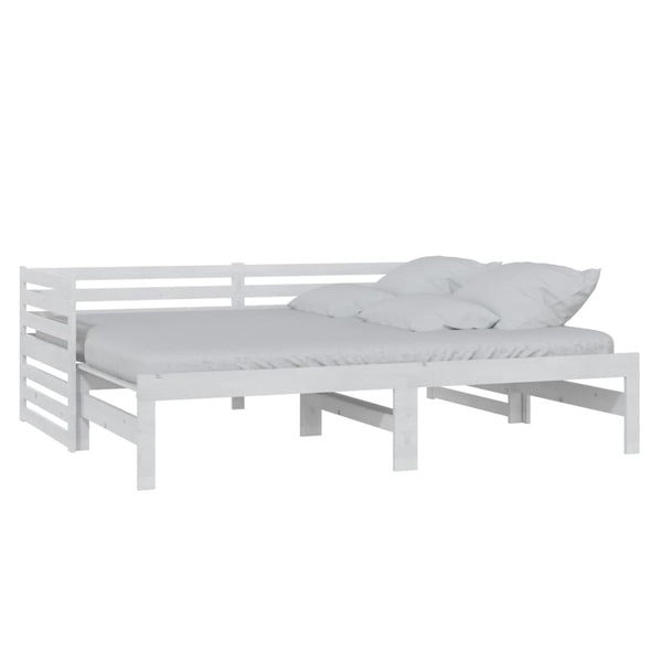 Weißes ausziehbares Tagesbett Vinesiu 90x200cm (Kiefer 2x)