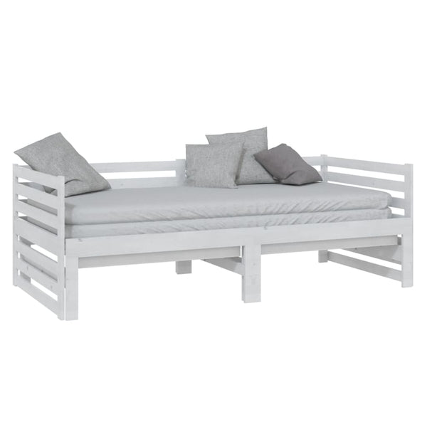 Weißes ausziehbares Tagesbett Vinesiu 90x200cm (Kiefer 2x)