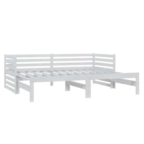 Weißes ausziehbares Tagesbett Vinesiu 90x200cm (Kiefer 2x)