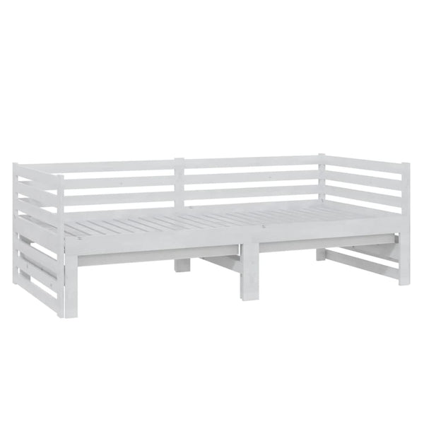 Weißes ausziehbares Tagesbett Vinesiu 90x200cm (Kiefer 2x)