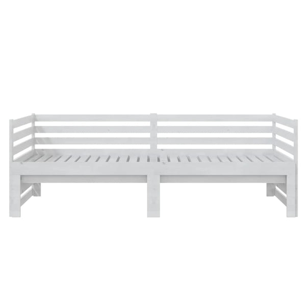 Weißes ausziehbares Tagesbett Vinesiu 90x200cm (Kiefer 2x)